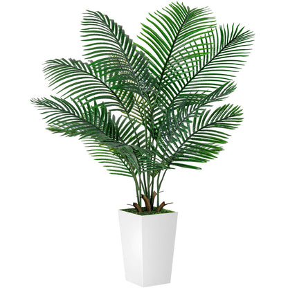 Palm Tree 6FT Artificial, 72in Tall Faux Palm Tree with 15.7 White Planter, Fake Potted Tree for Indoor & Outdoor Home Office Decor