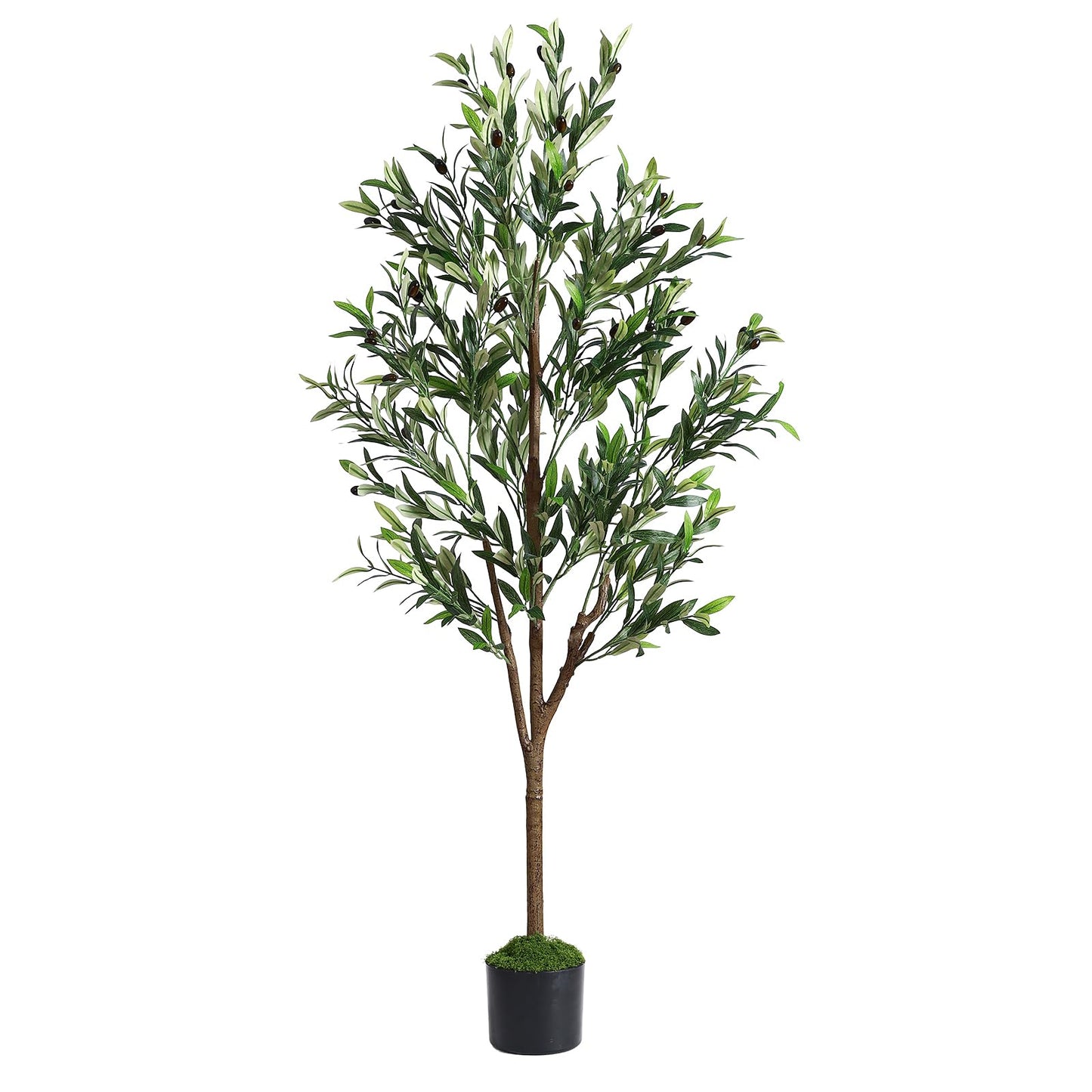 6ft Olive Tree Artificial Indoor, Fake Tree Potted Faux Olive Trees with Lifelike Fruits and Realistic Leaves, Artificial Plants Indoor Fake Plants for Modern Home Office Living Room Decor