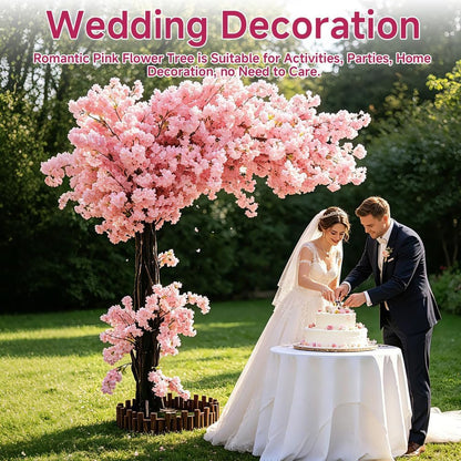 4FT Artificial Cherry Blossom Tree, Flower Trees Tall Artificial Plant, Faux Silk Plant in Pot for Home Room Porch Entryway Office Decorations Indoor Outdoor