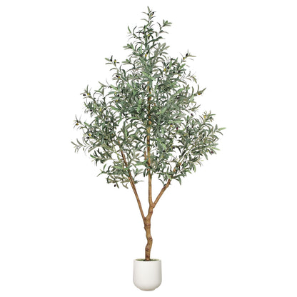 7FT Olive Trees Artificial Indoor - Realistic Artificial Olive Tree Indoor , Large Full Fake Plants with Lifelike Fruits and Leaves for Modern Home Office Living Room Decor