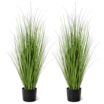 Jexine 4 Pieces Tall Artificial Grass Plant Potted Artificial Greenery Floor Plants Fake Pampas Grass Tall in Pot for Housewarming Gift House Garden Bathroom Lobby Indoor Outdoor (Green,3 ft)