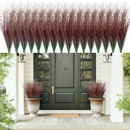 12Pcs Artificial Grass Plants, Faux Shrubs Wheat Grass, Artificial Tall Grass Fake Plants for Outdoor Decor,Artificial Greenery Stems Weed for Room Indoor Home Decor