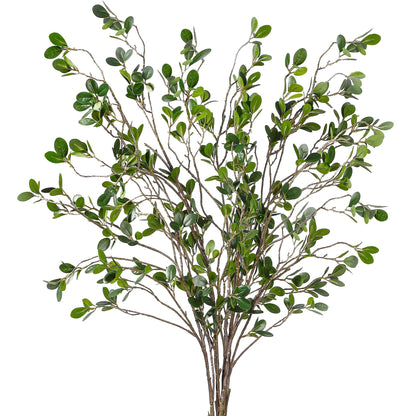 43’’ 4Pcs Artificial Ficus Branches Faux Leaf Spray Green Eucalyptus Branches Artificial Greenery Stems Fake Ficus Twig Plants for Home Office Wedding Vase Filler Shop Decoration