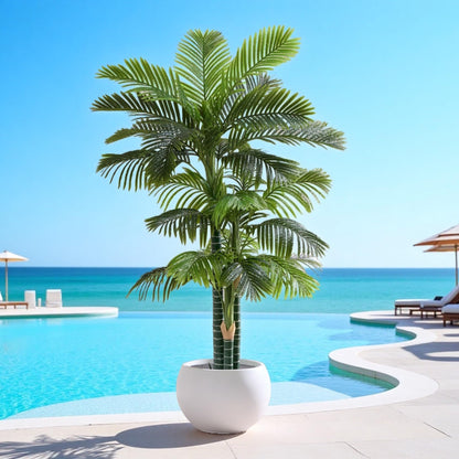 6FT Artificial Coconut Palm, Faux Coconut Silk Palm Tree, Tropical Fake Trees for Indoor Outdoor, Large Sago Palm Plant for Home Office Garden Patio Poolside