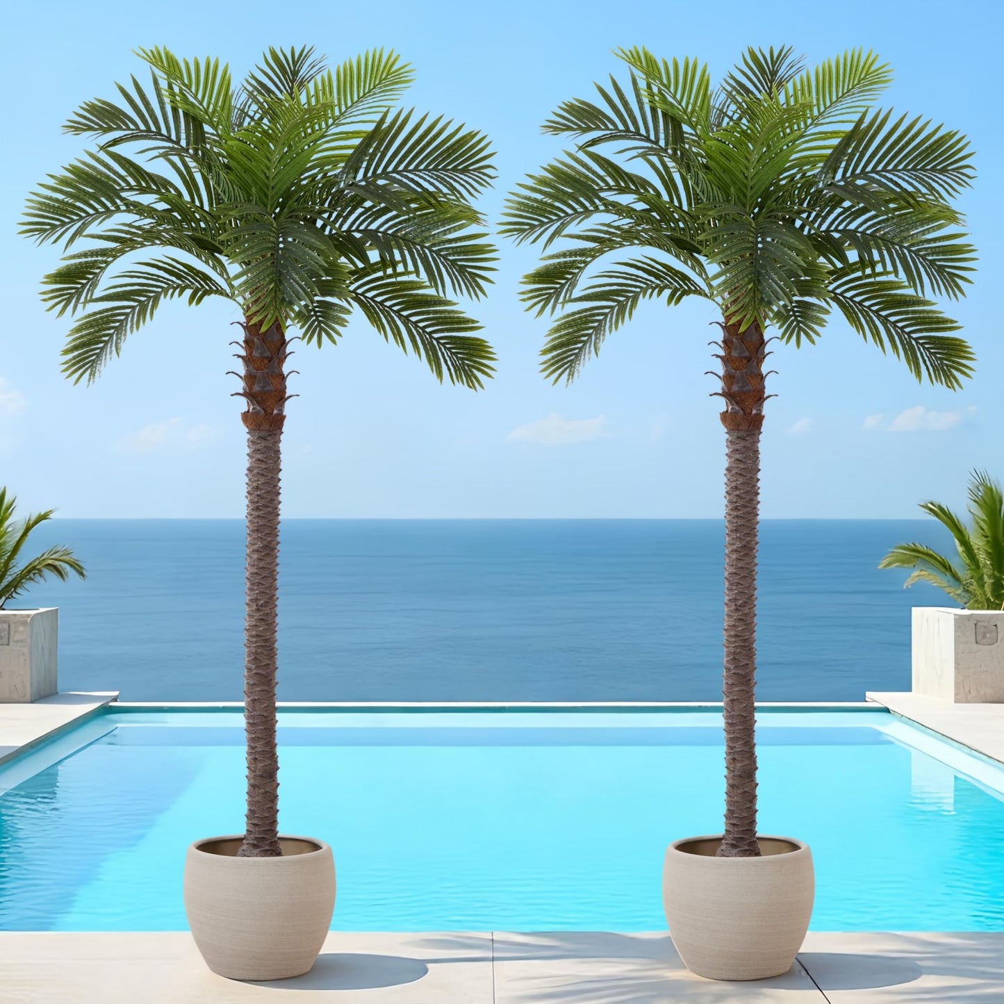6FT Artificial Coconut Palm, Faux Coconut Silk Palm Tree, Tropical Fake Trees for Indoor Outdoor, Large Sago Palm Plant for Home Office Garden Patio Poolside