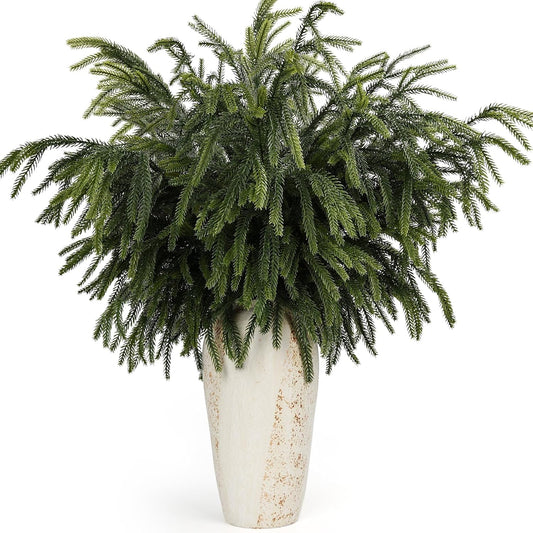 36 Inch Norfolk Pine Branches, Soft Textured Artificial Norfolk Pine Stems, Faux Cedar Pine Greenery Picks for Vase, DIY Garland Wreath, Christmas Indoor Outdoor Home Decor