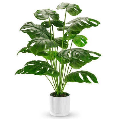 28" Fake Plants Large Artificial Monstera Faux Potted Plants Indoor Tall for Outdoor Living Room House Floor Front Porch Tree Decor