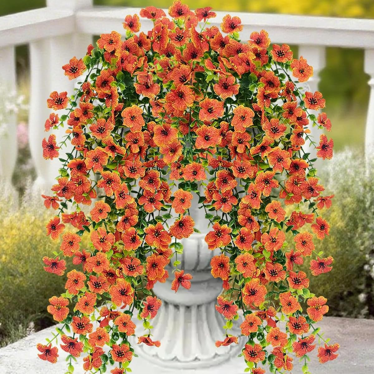 Artificial Plants Outdoor Fake Grass UV Resistant Faux Outdoor Plant, Artificial Greenery Stems Bushes Fake Plants for Spring Summer Fall Decor Fake Mums Fall Flowers Garden Home Decor