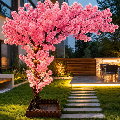 4FT Artificial Cherry Blossom Tree, Flower Trees Tall Artificial Plant, Faux Silk Plant in Pot for Home Room Porch Entryway Office Decorations Indoor Outdoor