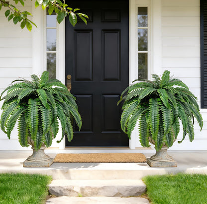 Fake Ferns,Faux Outdoor Plants UV Resistant,3D Real Touch Fake Plants Total 60 Blades,Weatherproof Artificial Plants Outdoor Indoor for Garden Porch Home Office Living Room Decor