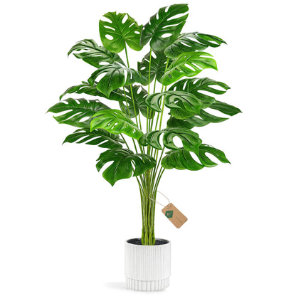 28" Fake Plants Large Artificial Monstera Faux Potted Plants Indoor Tall for Outdoor Living Room House Floor Front Porch Tree Decor