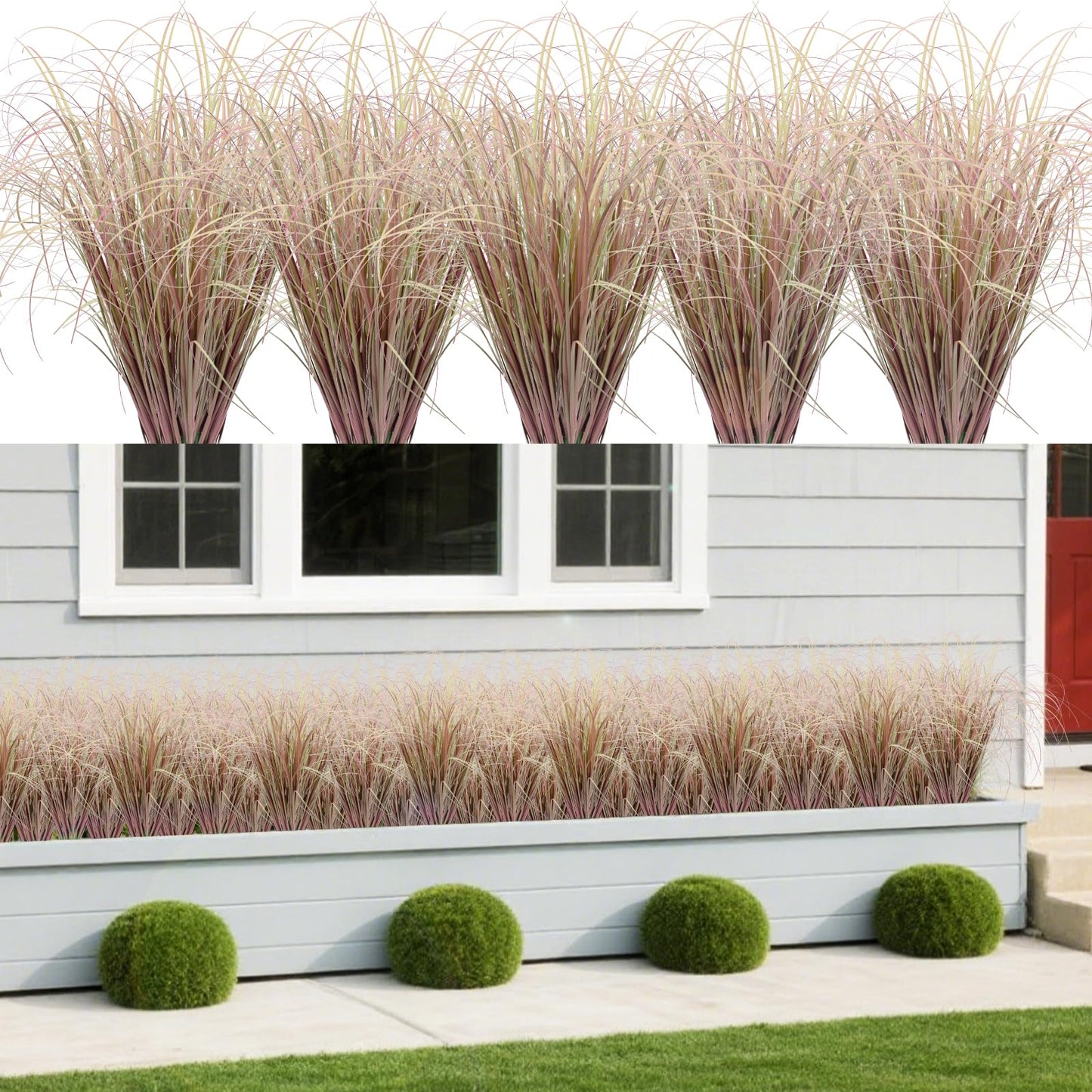 12Pcs Artificial Grass Plants, Faux Shrubs Wheat Grass, Artificial Tall Grass Fake Plants for Outdoor Decor,Artificial Greenery Stems Weed for Room Indoor Home Decor
