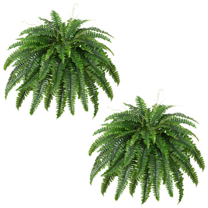 Artificial Boston Fern Bush Large Artificial Ferns for Outdoors, 45Inch Large Faux Ferns, Suitable for Office & Living Room Decor, 55Branches for Each Bouquet