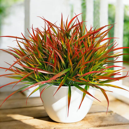 Artificial Plants Outdoor Fake Grass UV Resistant Faux Outdoor Plant, Artificial Greenery Stems Bushes Fake Plants for Spring Summer Fall Decor Fake Mums Fall Flowers Garden Home Decor