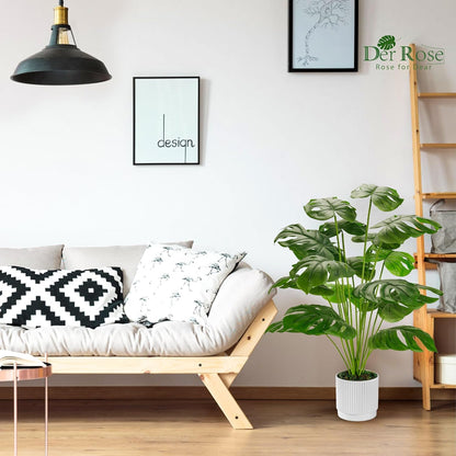 28" Fake Plants Large Artificial Monstera Faux Potted Plants Indoor Tall for Outdoor Living Room House Floor Front Porch Tree Decor