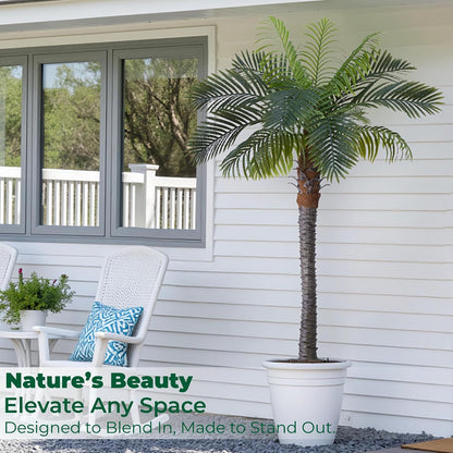 6FT Artificial Coconut Palm, Faux Coconut Silk Palm Tree, Tropical Fake Trees for Indoor Outdoor, Large Sago Palm Plant for Home Office Garden Patio Poolside