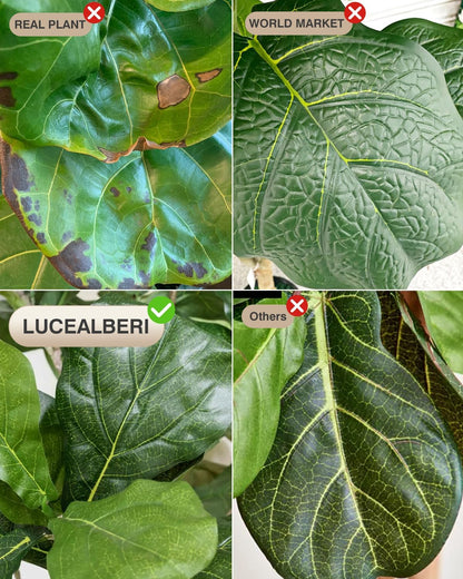 Artificial Fiddle Leaf Fig Tree White Planter, 5ft Large Fake Tree with 3 Sturdy Trunks, Fake Plants Faux Fig Tree, Lifelike Tall Artificial Plants Indoor for Office Home Decor