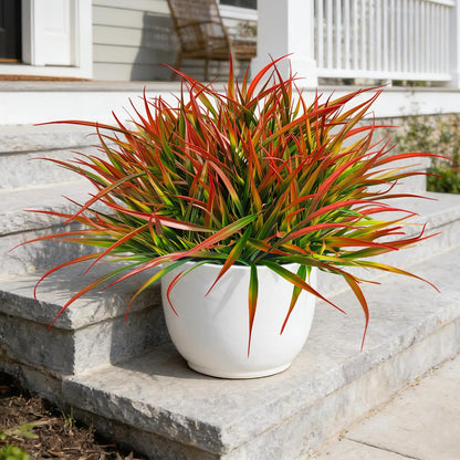 Artificial Plants Outdoor Fake Grass UV Resistant Faux Outdoor Plant, Artificial Greenery Stems Bushes Fake Plants for Spring Summer Fall Decor Fake Mums Fall Flowers Garden Home Decor