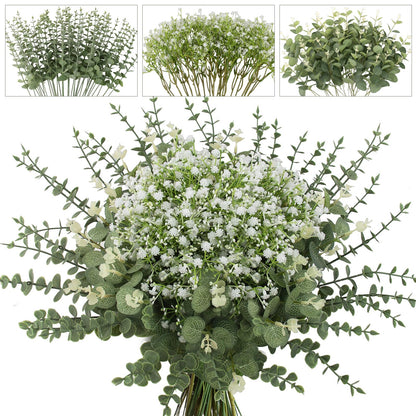 130 Pcs Artificial Mixed EucalyptusStems Bulk, 5 Kinds of Faux GreeneryEucalyptus Leaves Bulk for Vase Wedding DIY Bouquets Floral Arrangement Home Decor (130, Green)