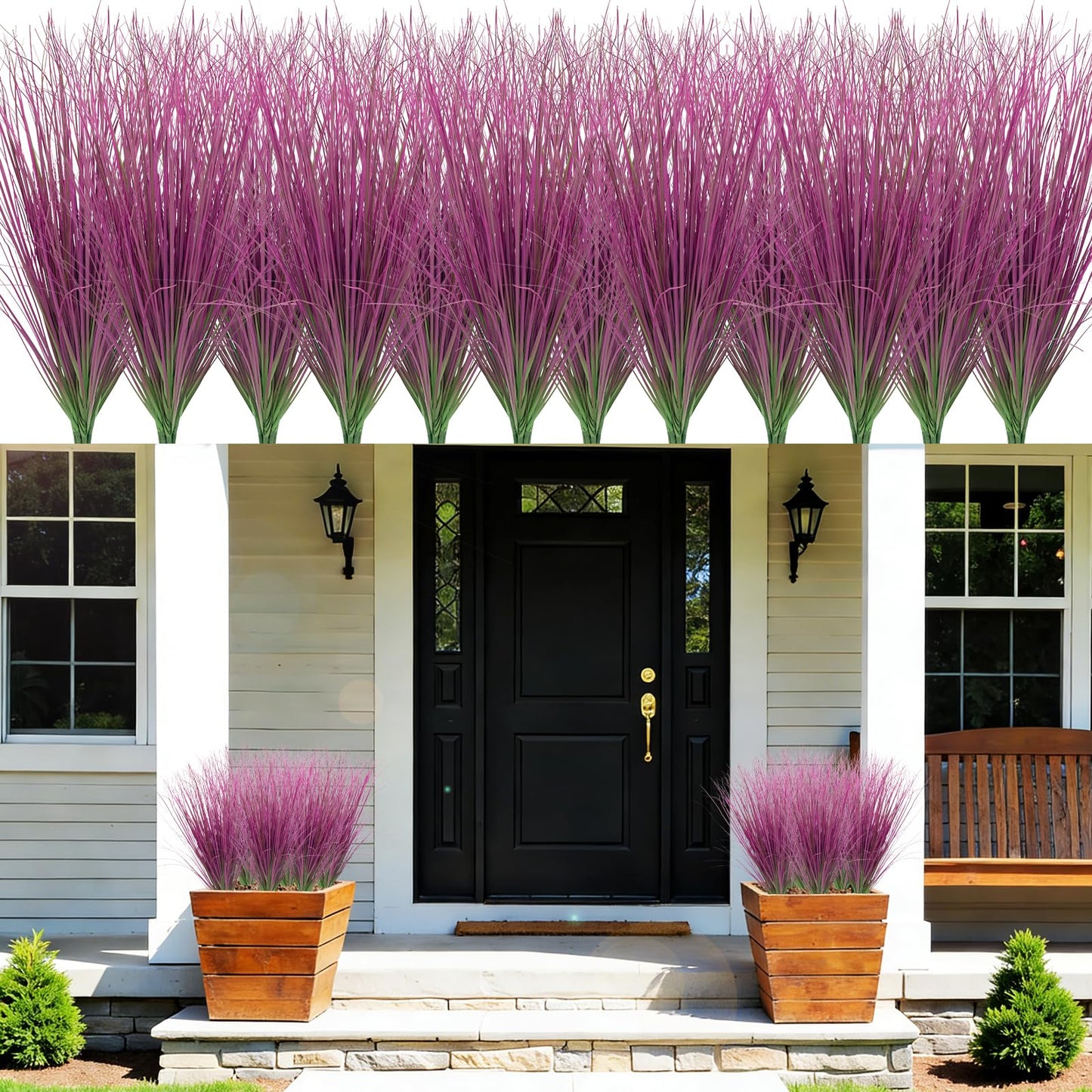 12Pcs Artificial Grass Plants, Faux Shrubs Wheat Grass, Artificial Tall Grass Fake Plants for Outdoor Decor,Artificial Greenery Stems Weed for Room Indoor Home Decor