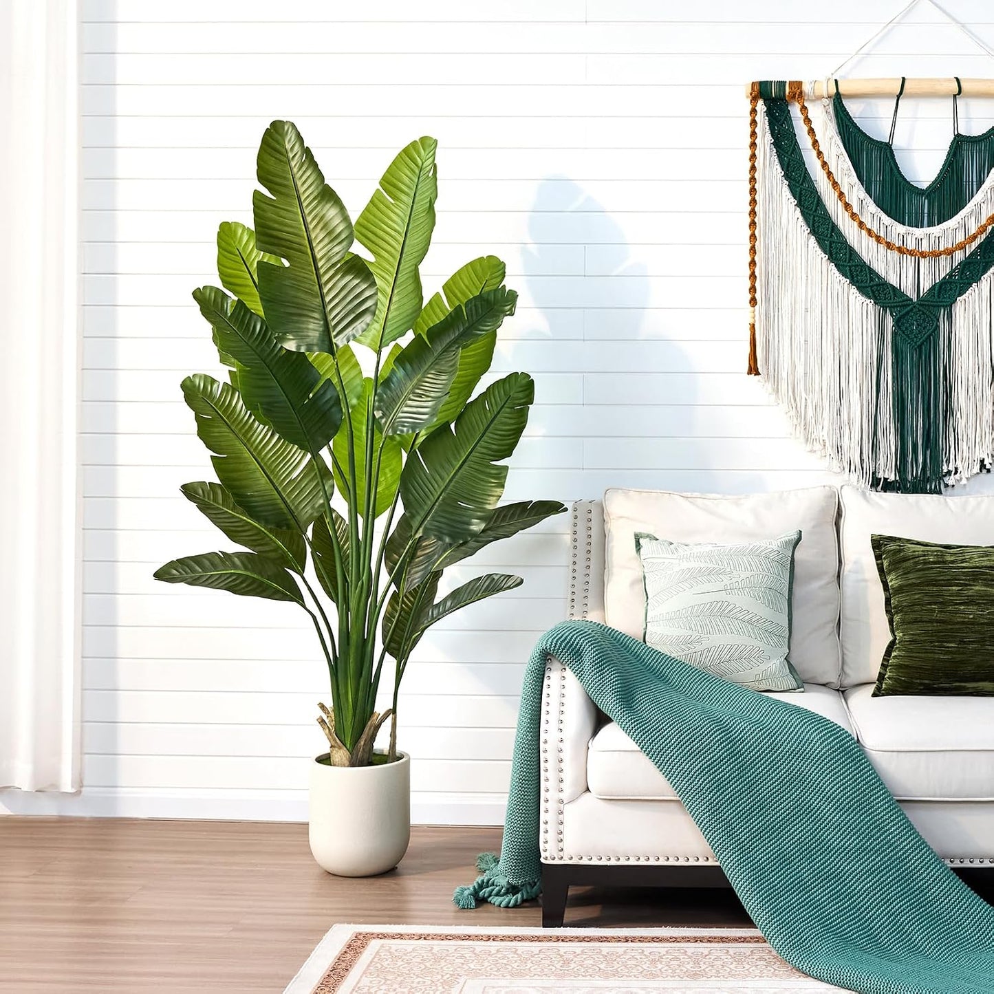 Bird of Paradise Artificial Plant,6Ft Tall Fake Plants Indoor, Faux Tropical Palm Tree with 10 Trunks, Large Artificial Tree Decor for Living Room Office Home