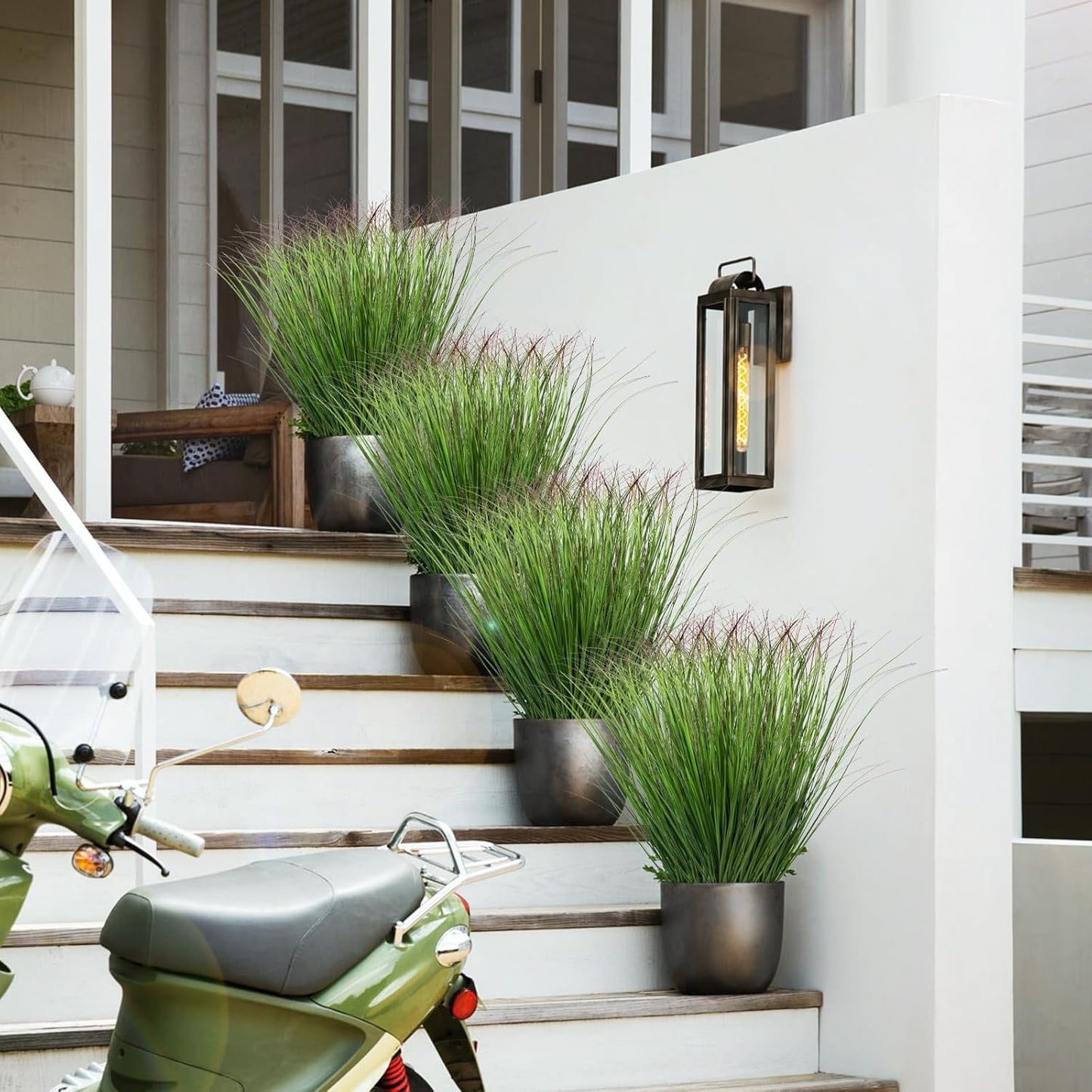 12Pcs Artificial Grass Plants, Faux Shrubs Wheat Grass, Artificial Tall Grass Fake Plants for Outdoor Decor,Artificial Greenery Stems Weed for Room Indoor Home Decor