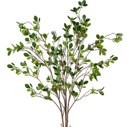 43’’ 4Pcs Artificial Ficus Branches Faux Leaf Spray Green Eucalyptus Branches Artificial Greenery Stems Fake Ficus Twig Plants for Home Office Wedding Vase Filler Shop Decoration