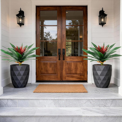 Fake Plants,21.7 Inch Bromeliads Large Artificial Plants Outdoor Faux Plants UV Resistant Realistic Tropical Greenery Outside for Planter Porch Patio Yard Garden Indoor