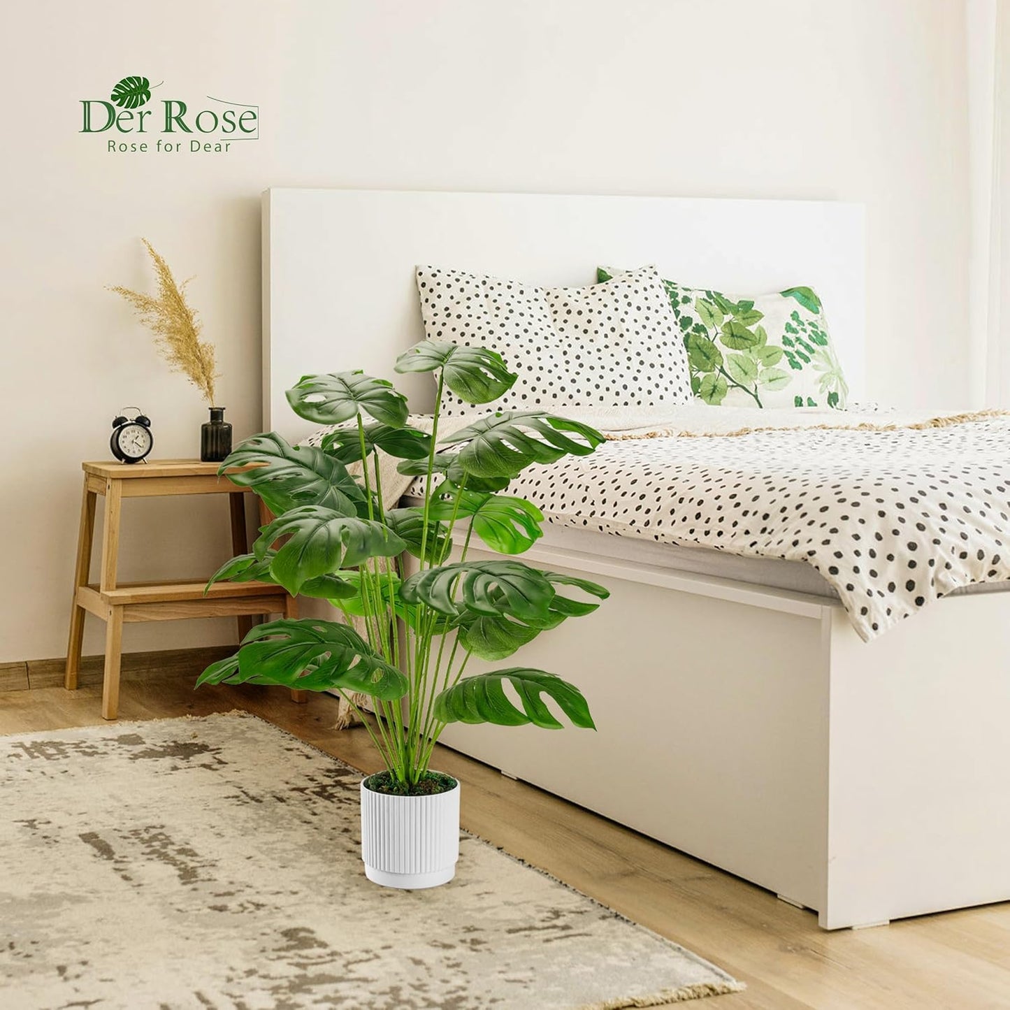 28" Fake Plants Large Artificial Monstera Faux Potted Plants Indoor Tall for Outdoor Living Room House Floor Front Porch Tree Decor