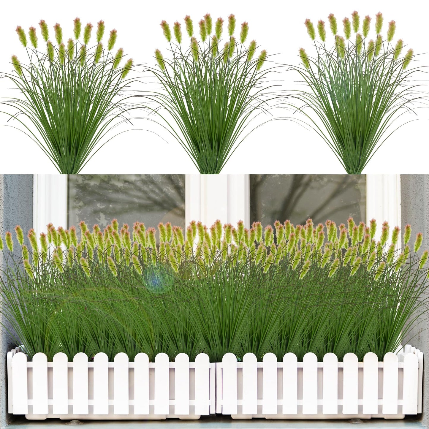 12Pcs Artificial Grass Plants, Faux Shrubs Wheat Grass, Artificial Tall Grass Fake Plants for Outdoor Decor,Artificial Greenery Stems Weed for Room Indoor Home Decor