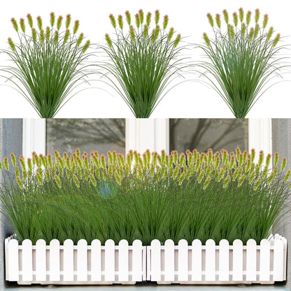 12Pcs Artificial Grass Plants, Faux Shrubs Wheat Grass, Artificial Tall Grass Fake Plants for Outdoor Decor,Artificial Greenery Stems Weed for Room Indoor Home Decor