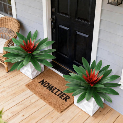 Fake Plants,21.7 Inch Bromeliads Large Artificial Plants Outdoor Faux Plants UV Resistant Realistic Tropical Greenery Outside for Planter Porch Patio Yard Garden Indoor