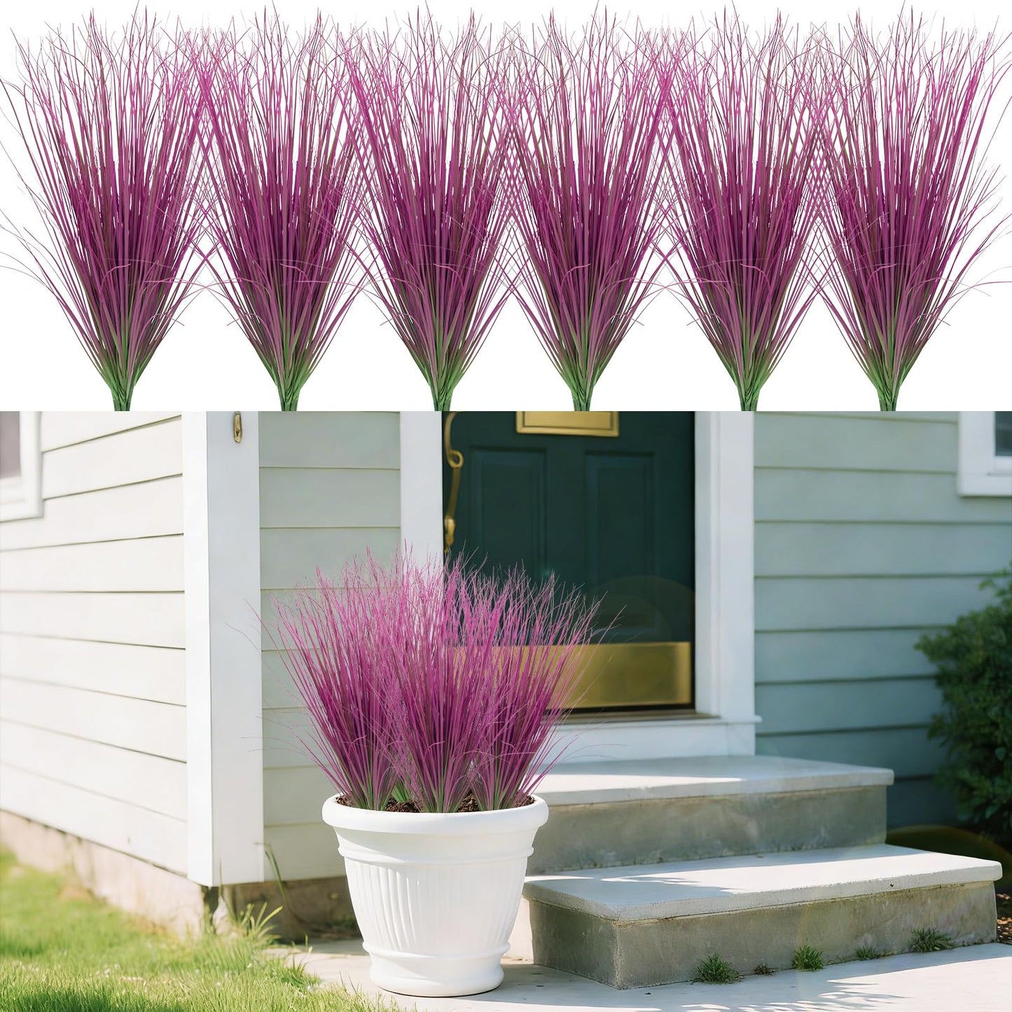 12Pcs Artificial Grass Plants, Faux Shrubs Wheat Grass, Artificial Tall Grass Fake Plants for Outdoor Decor,Artificial Greenery Stems Weed for Room Indoor Home Decor
