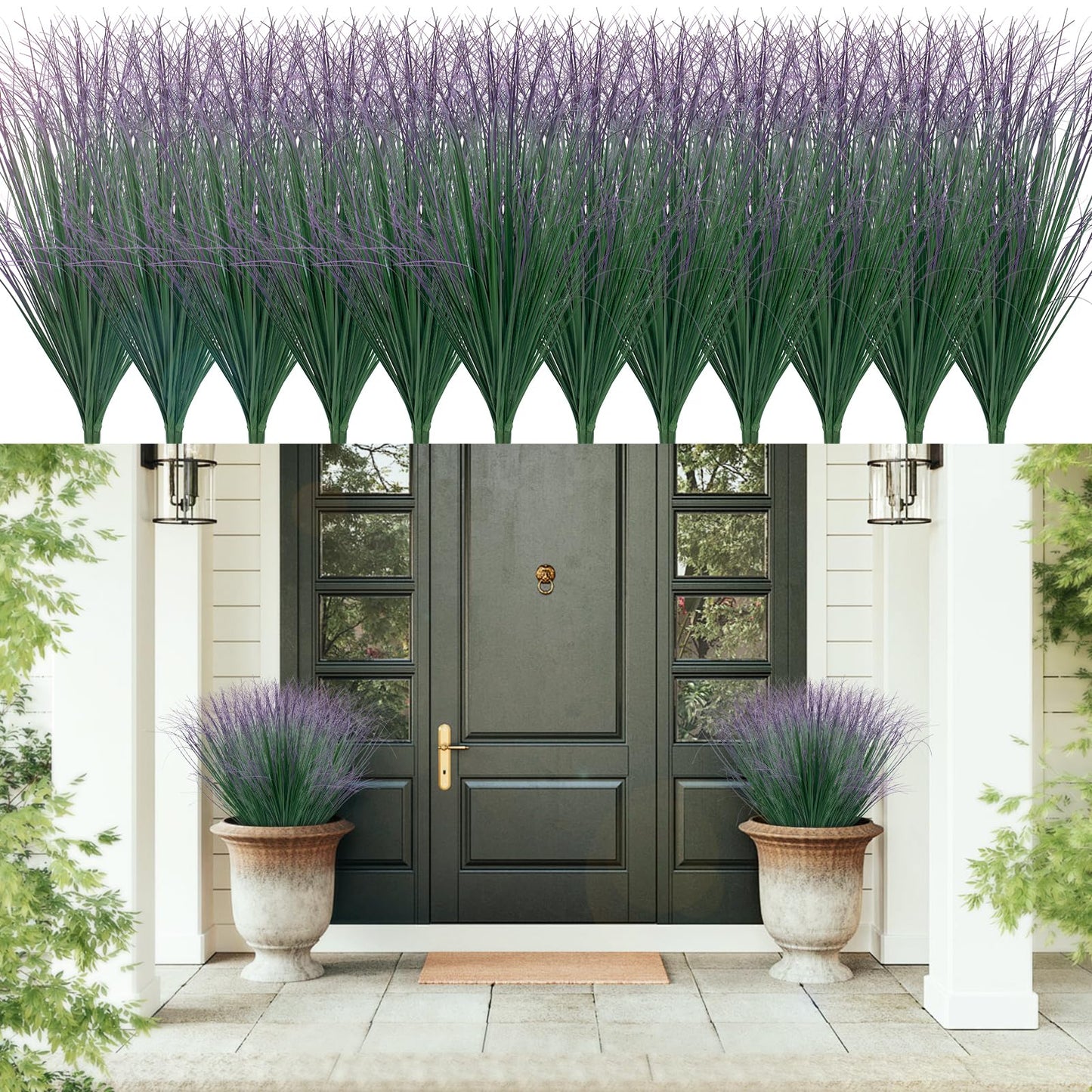 12Pcs Artificial Grass Plants, Faux Shrubs Wheat Grass, Artificial Tall Grass Fake Plants for Outdoor Decor,Artificial Greenery Stems Weed for Room Indoor Home Decor