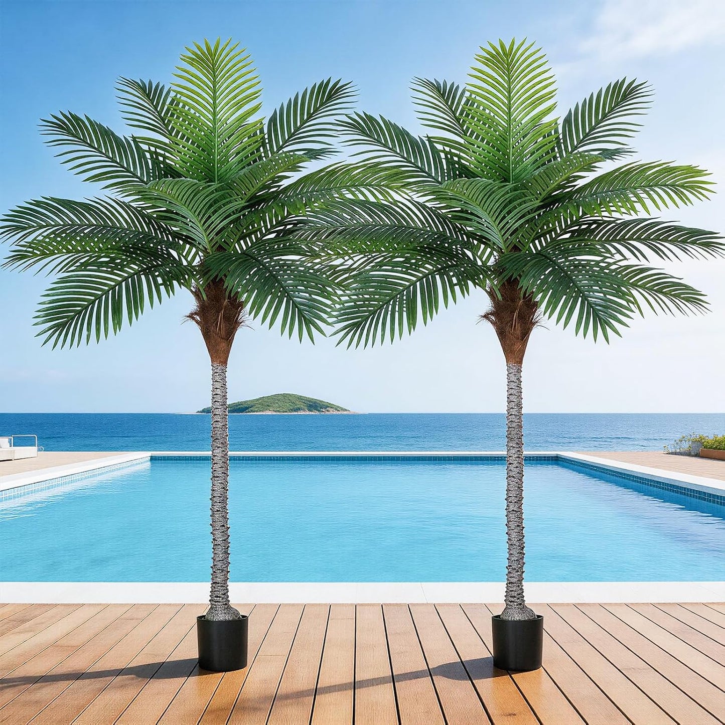 7FT Artificial Palm Tree , Golden Cane Faux Palm for Indoor Outdoor Use, Fake Palm Tree for Home Office Living Room Patio Yard Decor