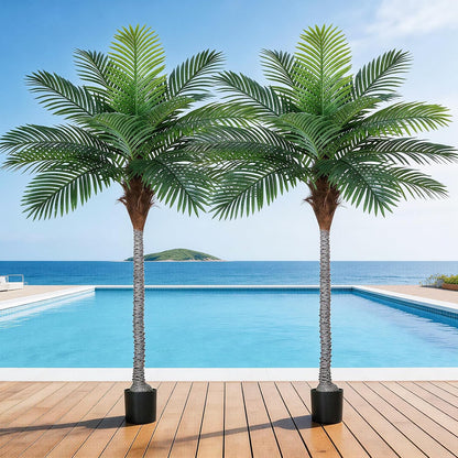 7FT Artificial Palm Tree , Golden Cane Faux Palm for Indoor Outdoor Use, Fake Palm Tree for Home Office Living Room Patio Yard Decor