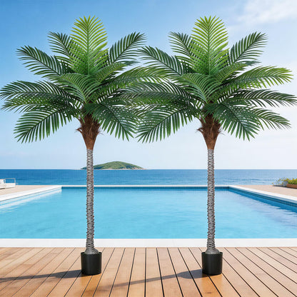 7FT Artificial Palm Tree , Golden Cane Faux Palm for Indoor Outdoor Use, Fake Palm Tree for Home Office Living Room Patio Yard Decor