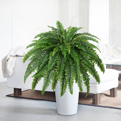 Artificial Boston Fern Bush Large Artificial Ferns for Outdoors, 45Inch Large Faux Ferns, Suitable for Office & Living Room Decor, 55Branches for Each Bouquet