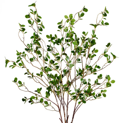 43’’ 4Pcs Artificial Ficus Branches Faux Leaf Spray Green Eucalyptus Branches Artificial Greenery Stems Fake Ficus Twig Plants for Home Office Wedding Vase Filler Shop Decoration