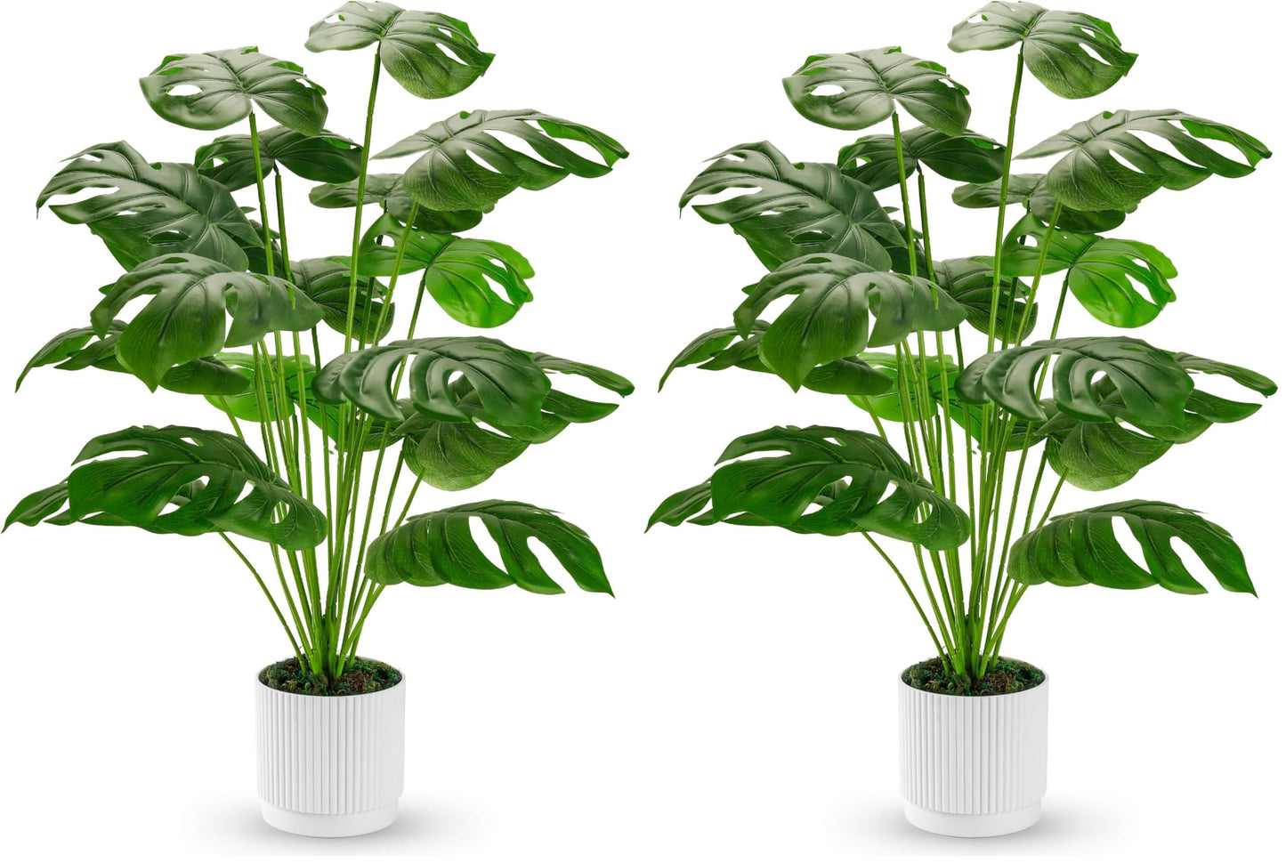 28" Fake Plants Large Artificial Monstera Faux Potted Plants Indoor Tall for Outdoor Living Room House Floor Front Porch Tree Decor