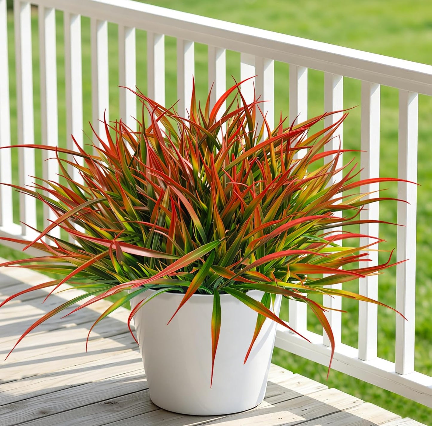 Artificial Plants Outdoor Fake Grass UV Resistant Faux Outdoor Plant, Artificial Greenery Stems Bushes Fake Plants for Spring Summer Fall Decor Fake Mums Fall Flowers Garden Home Decor