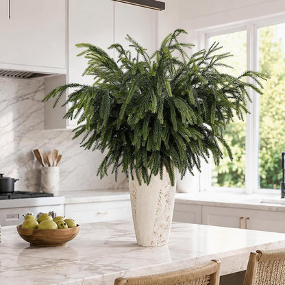 36 Inch Norfolk Pine Branches, Soft Textured Artificial Norfolk Pine Stems, Faux Cedar Pine Greenery Picks for Vase, DIY Garland Wreath, Christmas Indoor Outdoor Home Decor