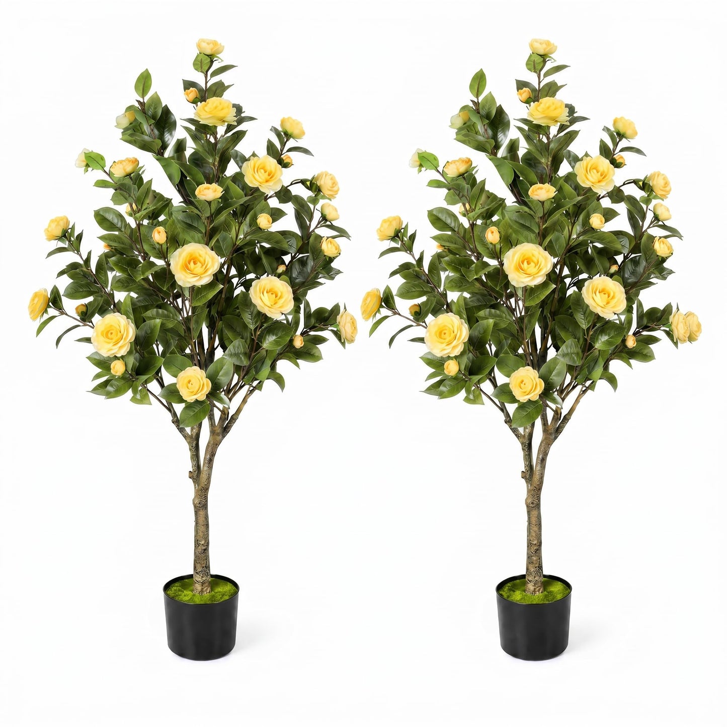 Artificial Camellia Tree, 4FT Faux Camellia Tree with Red Flowers | Realistic Camellia Tree, Sturdy Construction, Versatile Use, Low Maintenance, No Unpleasant Smell, Colorfast & Long-Lasting