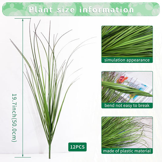 12Pcs Artificial Grass Plants, Faux Shrubs Wheat Grass, Artificial Tall Grass Fake Plants for Outdoor Decor,Artificial Greenery Stems Weed for Room Indoor Home Decor