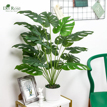 28" Fake Plants Large Artificial Monstera Faux Potted Plants Indoor Tall for Outdoor Living Room House Floor Front Porch Tree Decor