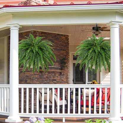 Artificial Boston Fern Bush Large Artificial Ferns for Outdoors, 45Inch Large Faux Ferns, Suitable for Office & Living Room Decor, 55Branches for Each Bouquet