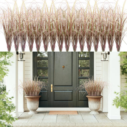12Pcs Artificial Grass Plants, Faux Shrubs Wheat Grass, Artificial Tall Grass Fake Plants for Outdoor Decor,Artificial Greenery Stems Weed for Room Indoor Home Decor