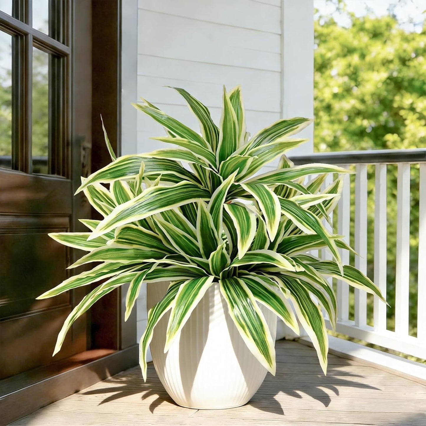 Fake Ferns, Faux Outdoor Plants UV Resistant,3D Real Touch Fake Plants Total 60 Blades,Weatherproof Artificial Plants Outdoor Indoor for Garden Porch Home Office Decor