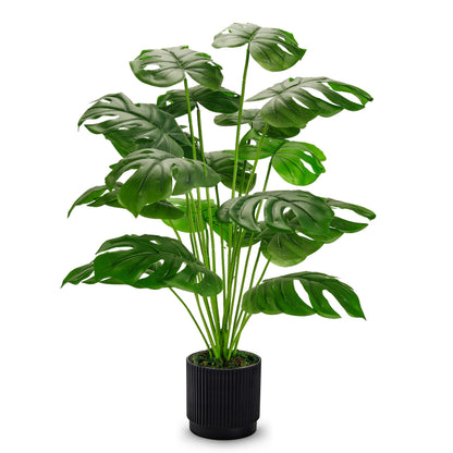 28" Fake Plants Large Artificial Monstera Faux Potted Plants Indoor Tall for Outdoor Living Room House Floor Front Porch Tree Decor