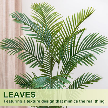 Palm Tree 6FT Artificial, 72in Tall Faux Palm Tree with 15.7 White Planter, Fake Potted Tree for Indoor & Outdoor Home Office Decor